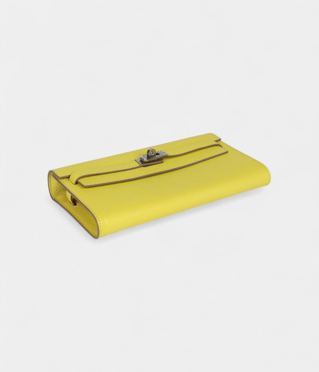 HMKelly Wallet To Go Lime Chevre Palladium Hardware