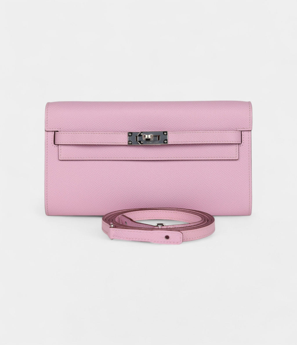 HMKelly Wallet To Go Mauve Sylvestre Epsom Palladium Hardware