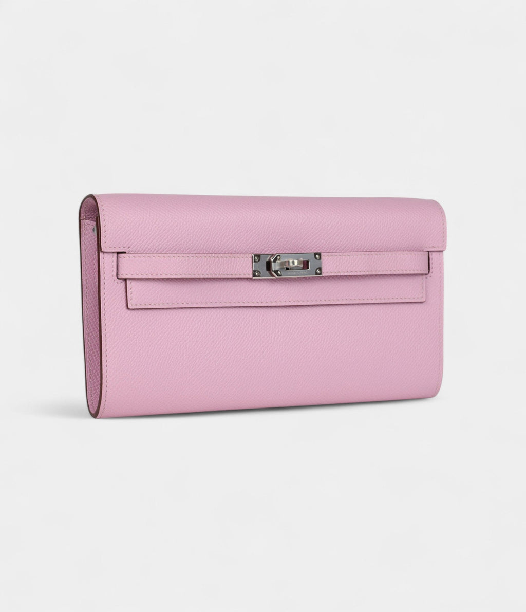 HMKelly Wallet To Go Mauve Sylvestre Epsom Palladium Hardware