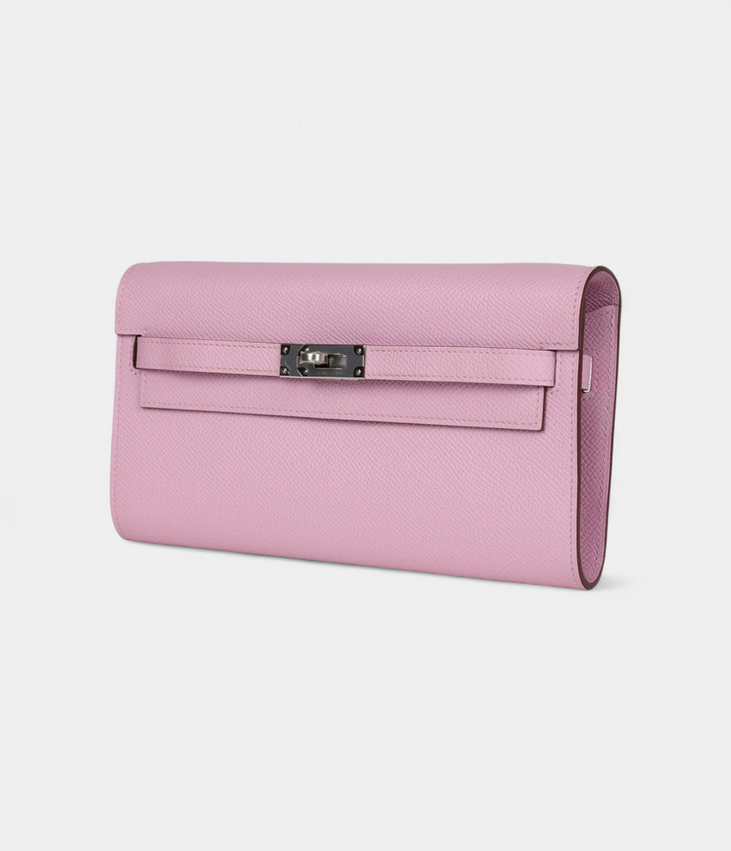 HMKelly Wallet To Go Mauve Sylvestre Epsom Palladium Hardware