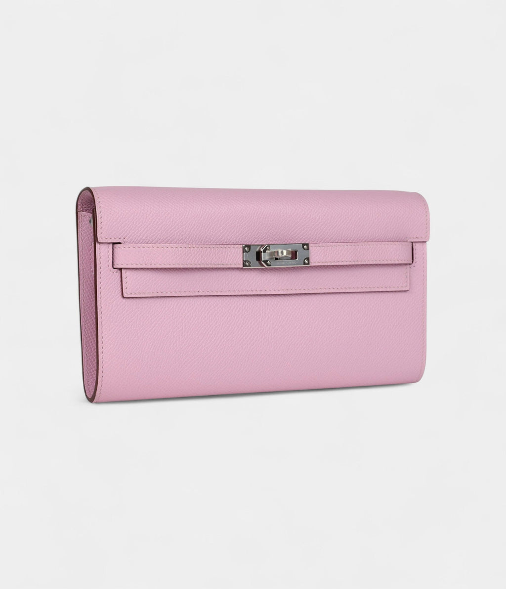 HMKelly Wallet To Go Mauve Sylvestre Epsom Palladium Hardware