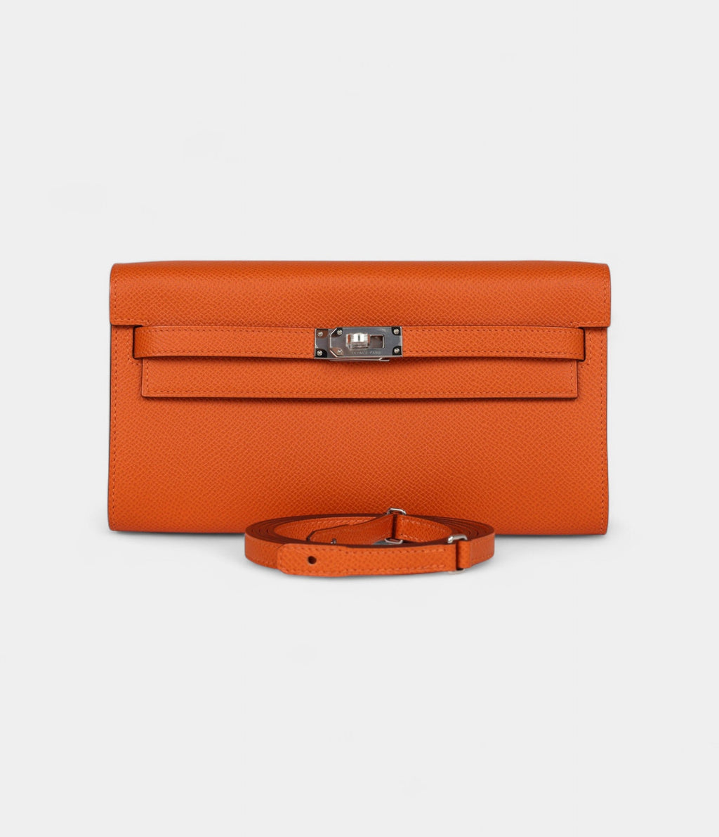 HMKelly Wallet To Go Orange Epsom Palladium Hardware