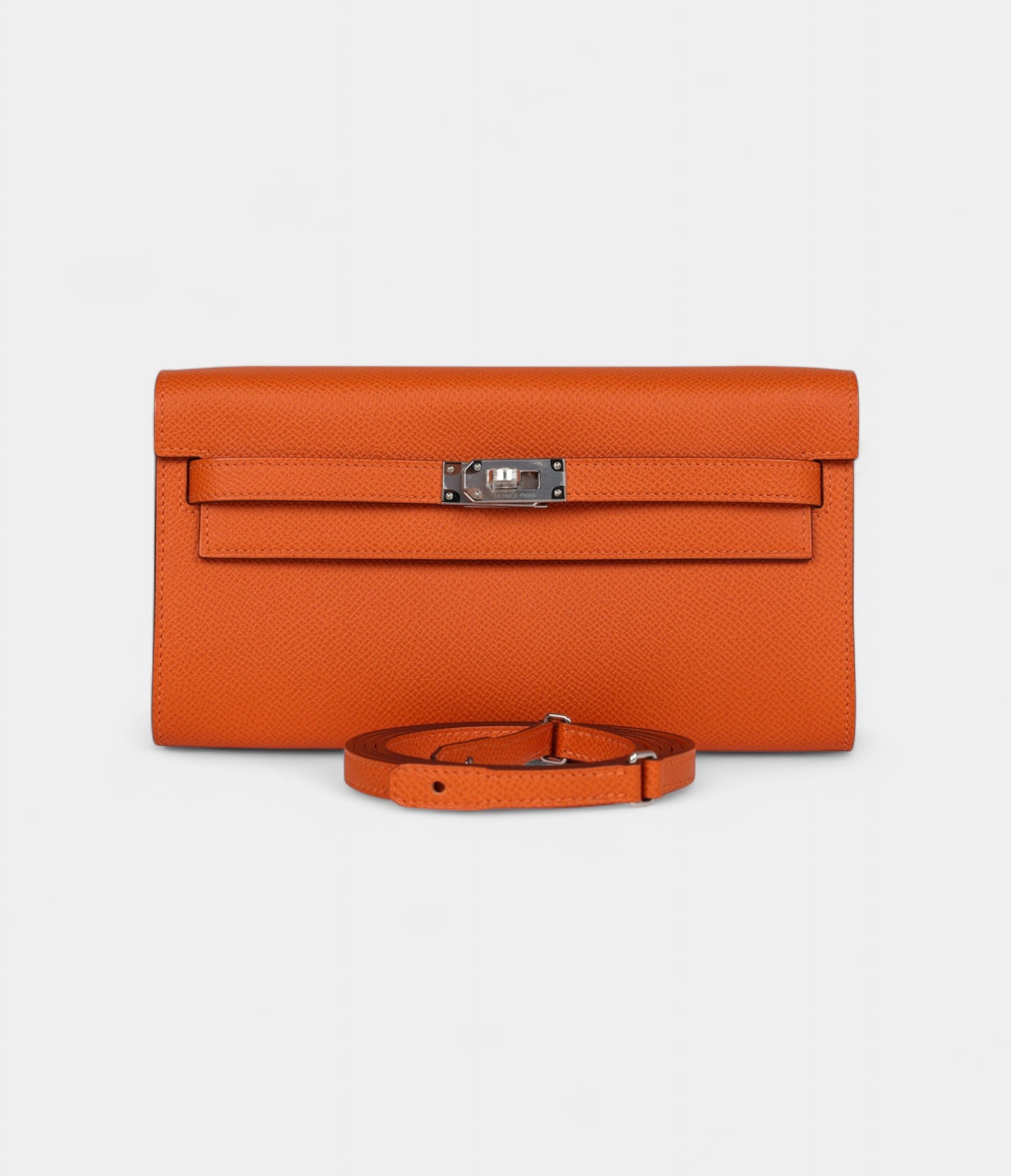 HMKelly Wallet To Go Orange Epsom Palladium Hardware