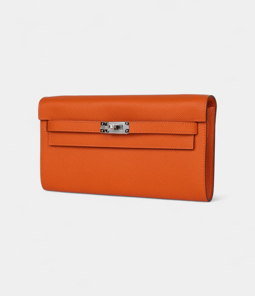 HMKelly Wallet To Go Orange Epsom Palladium Hardware