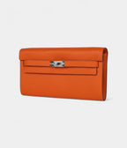 HMKelly Wallet To Go Orange Epsom Palladium Hardware