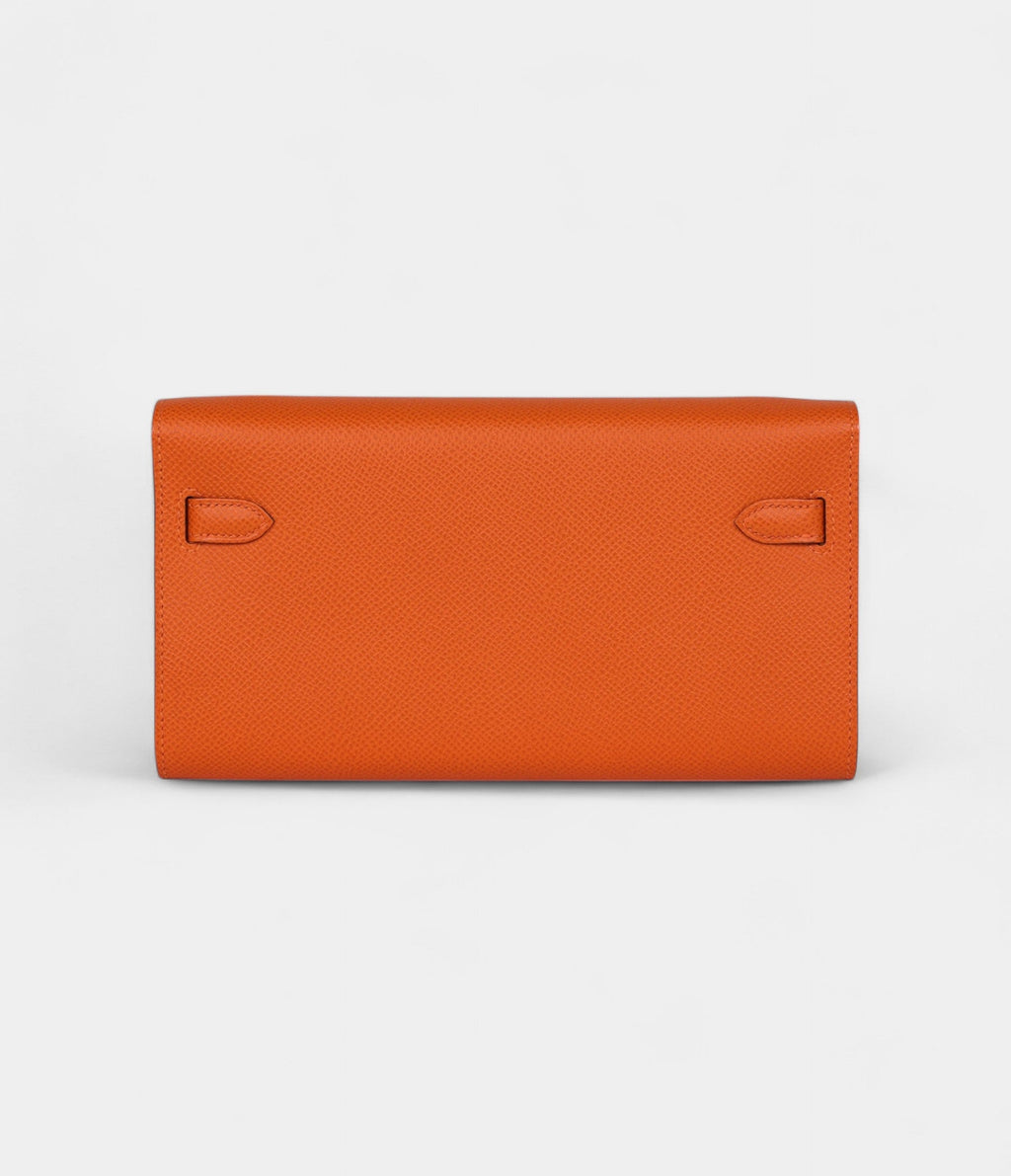 HMKelly Wallet To Go Orange Epsom Palladium Hardware