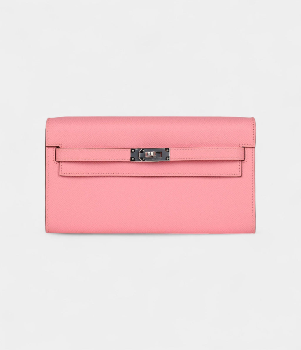 HMKelly Wallet To Go Rose Confetti Epsom Palladium Hardware