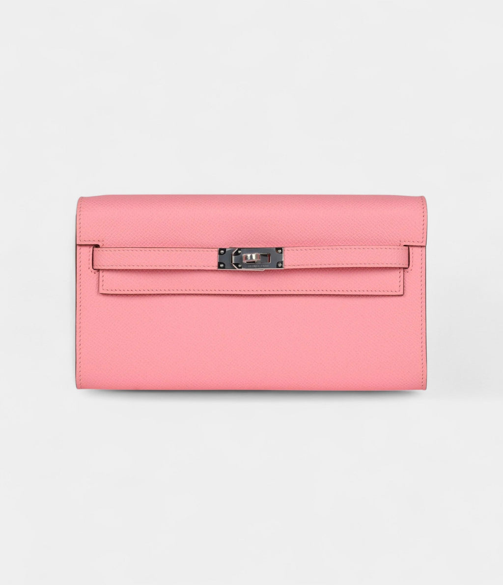 HMKelly Wallet To Go Rose Confetti Epsom Palladium Hardware