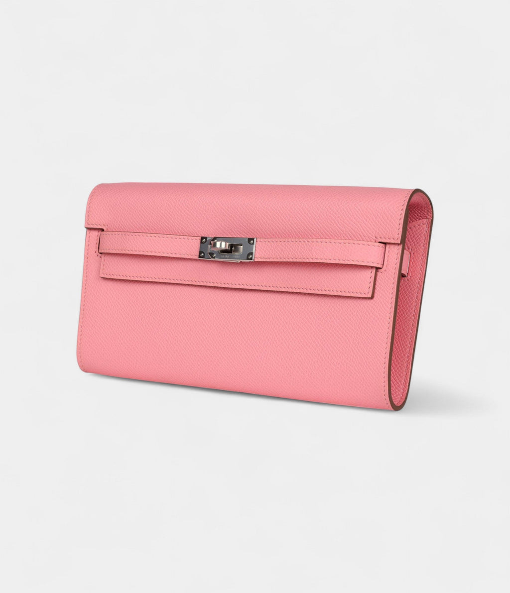 HMKelly Wallet To Go Rose Confetti Epsom Palladium Hardware