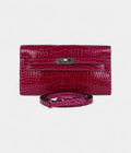 HMKelly Wallet To Go Rose Pourpre Shiny Alligator Palladium Hardware