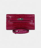 HMKelly Wallet To Go Rose Pourpre Shiny Alligator Palladium Hardware