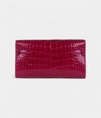 HMKelly Wallet To Go Rose Pourpre Shiny Alligator Palladium Hardware