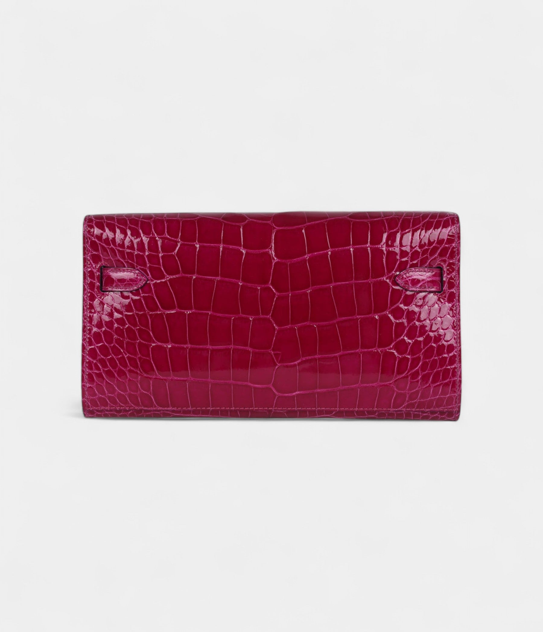 HMKelly Wallet To Go Rose Pourpre Shiny Alligator Palladium Hardware