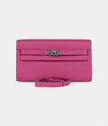 HMKelly Wallet To Go Rose Purple Chevre Palladium Hardware