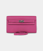HMKelly Wallet To Go Rose Purple Chevre Palladium Hardware