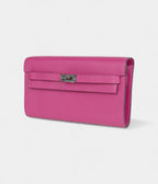 HMKelly Wallet To Go Rose Purple Chevre Palladium Hardware