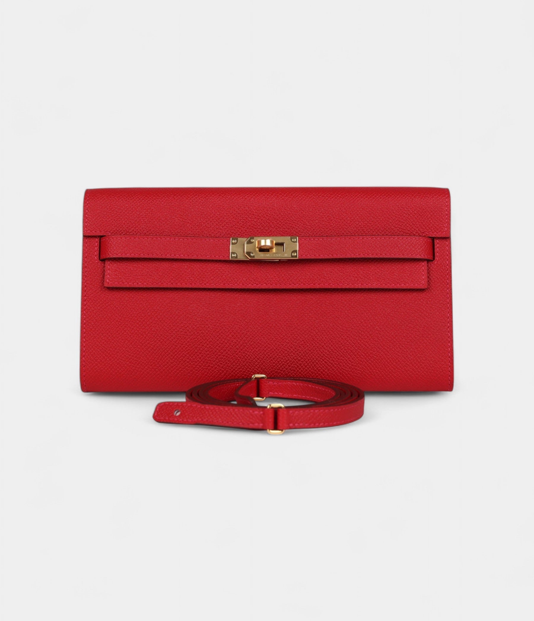 HMKelly Wallet To Go Rouge De Coeur Epsom Gold Hardware
