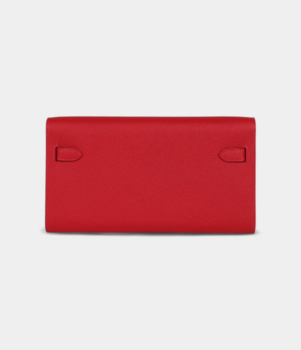 HMKelly Wallet To Go Rouge De Coeur Epsom Gold Hardware