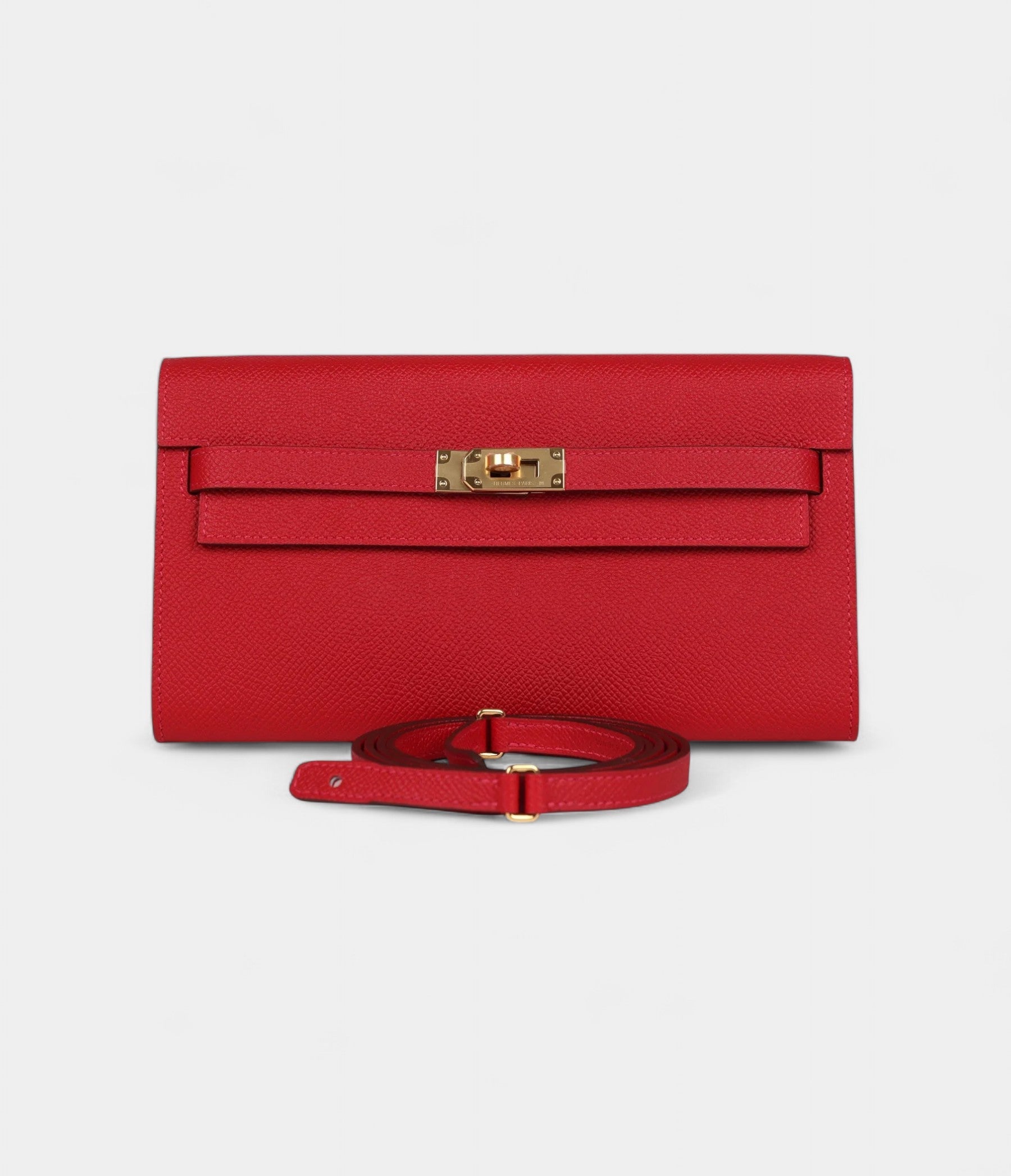 HMKelly Wallet To Go Rouge De Coeur Epsom Gold Hardware
