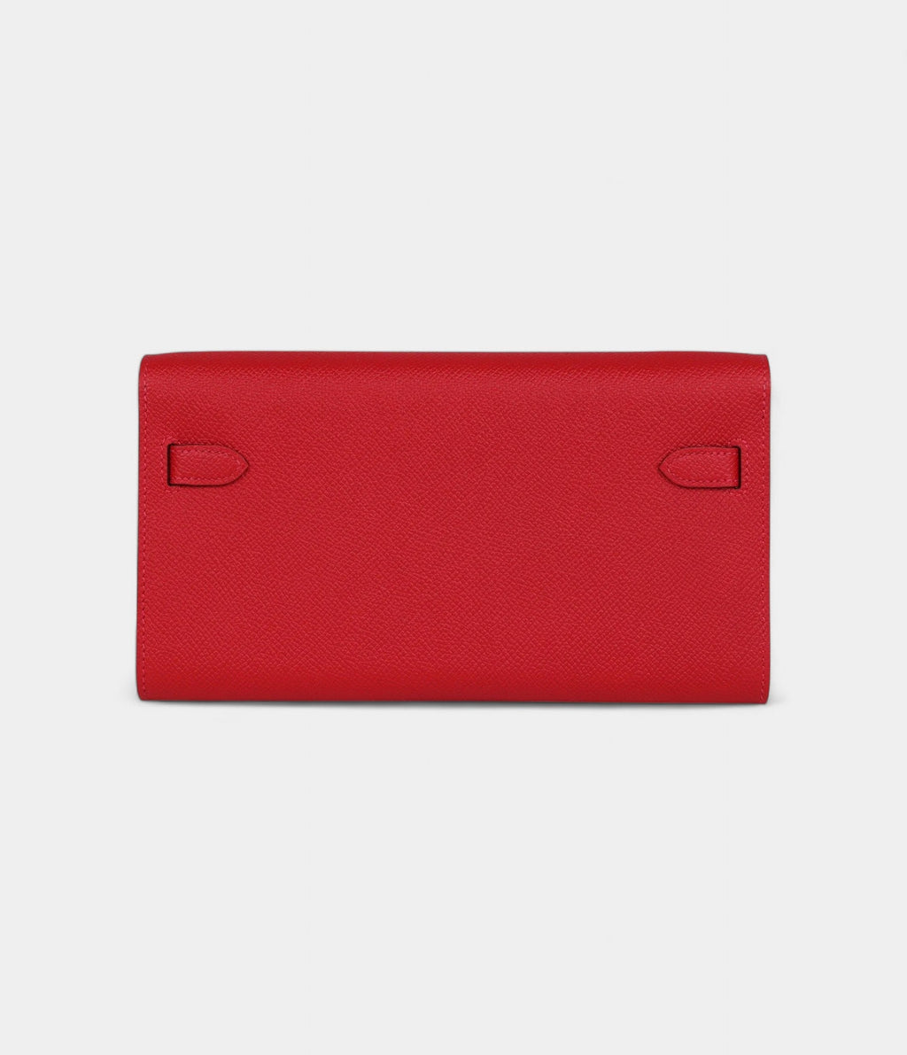 HMKelly Wallet To Go Rouge De Coeur Epsom Gold Hardware