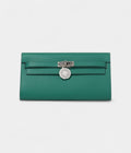 HMKelly Wallet To Go Vert Jade & Bleu Brume Epsom Palladium Hardware