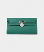 HMKelly Wallet To Go Vert Jade & Bleu Brume Epsom Palladium Hardware