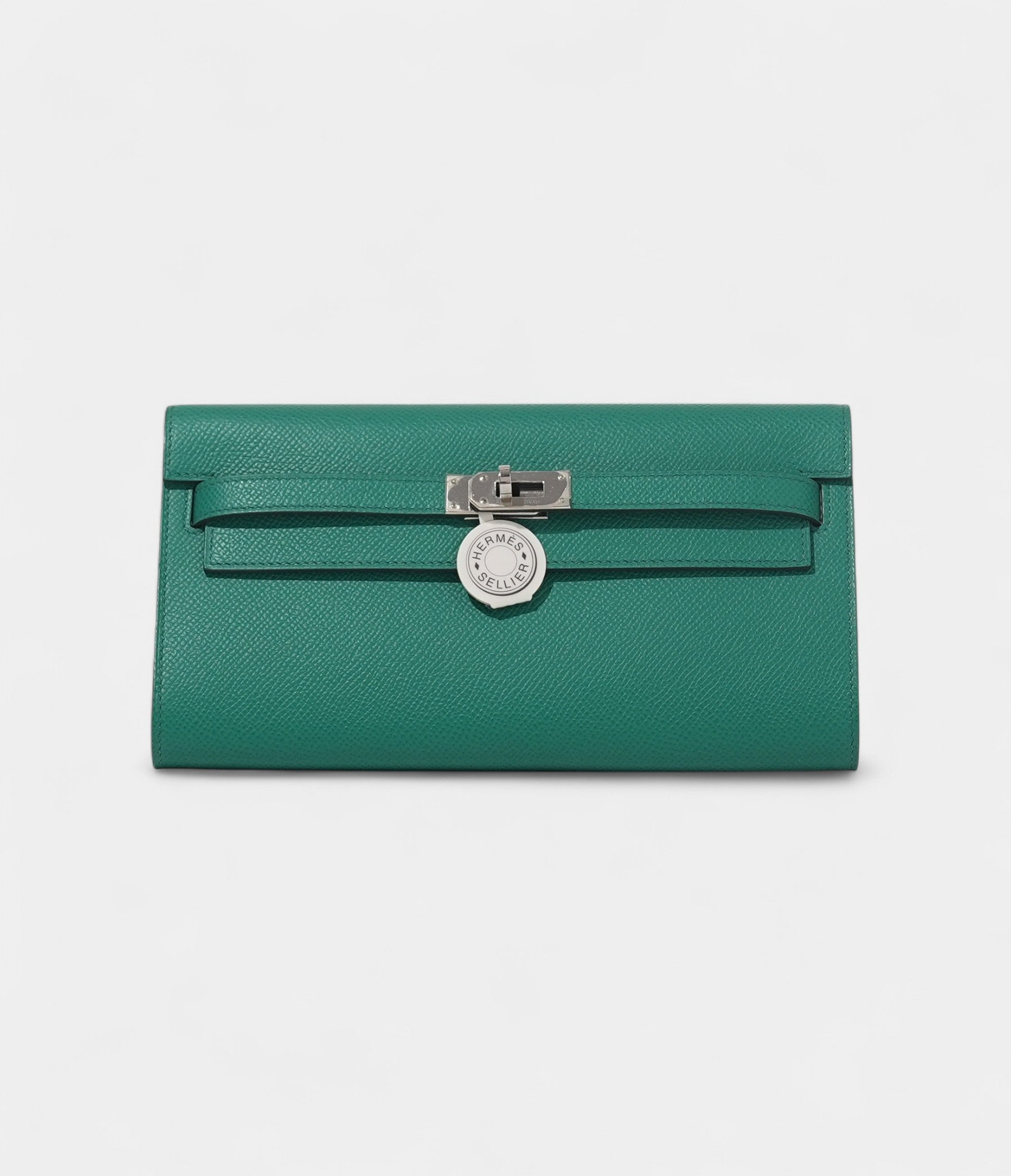 HMKelly Wallet To Go Vert Jade & Bleu Brume Epsom Palladium Hardware