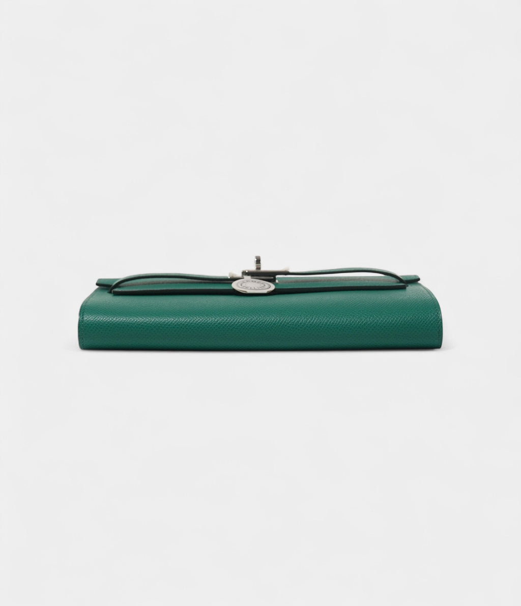 HMKelly Wallet To Go Vert Jade & Bleu Brume Epsom Palladium Hardware