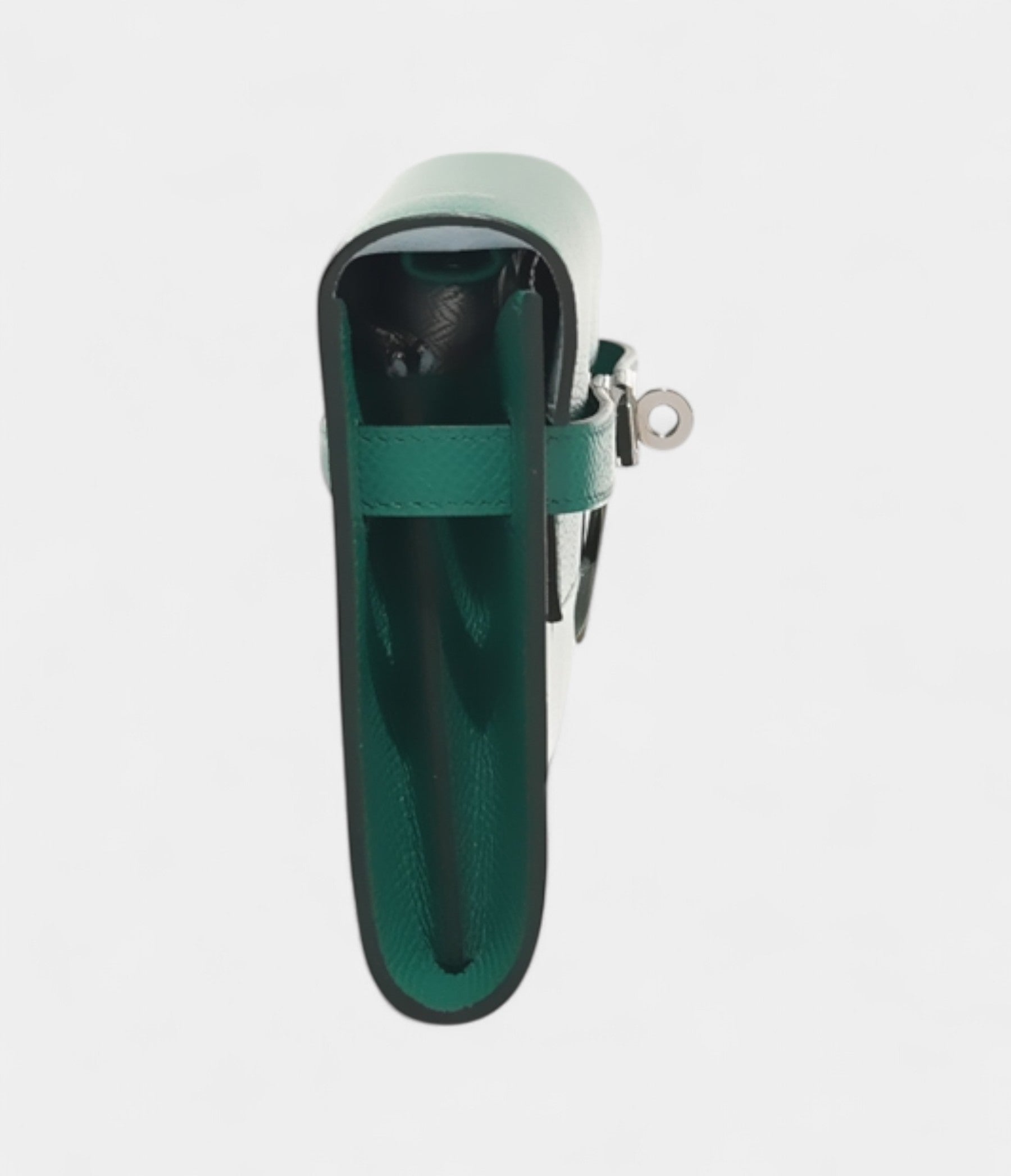 HMKelly Wallet To Go Vert Jade & Bleu Brume Epsom Palladium Hardware