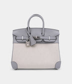 Hermes Limited Edition Glacier Blue Swift and Ecru Canvas BK 25 Palladium Hardware