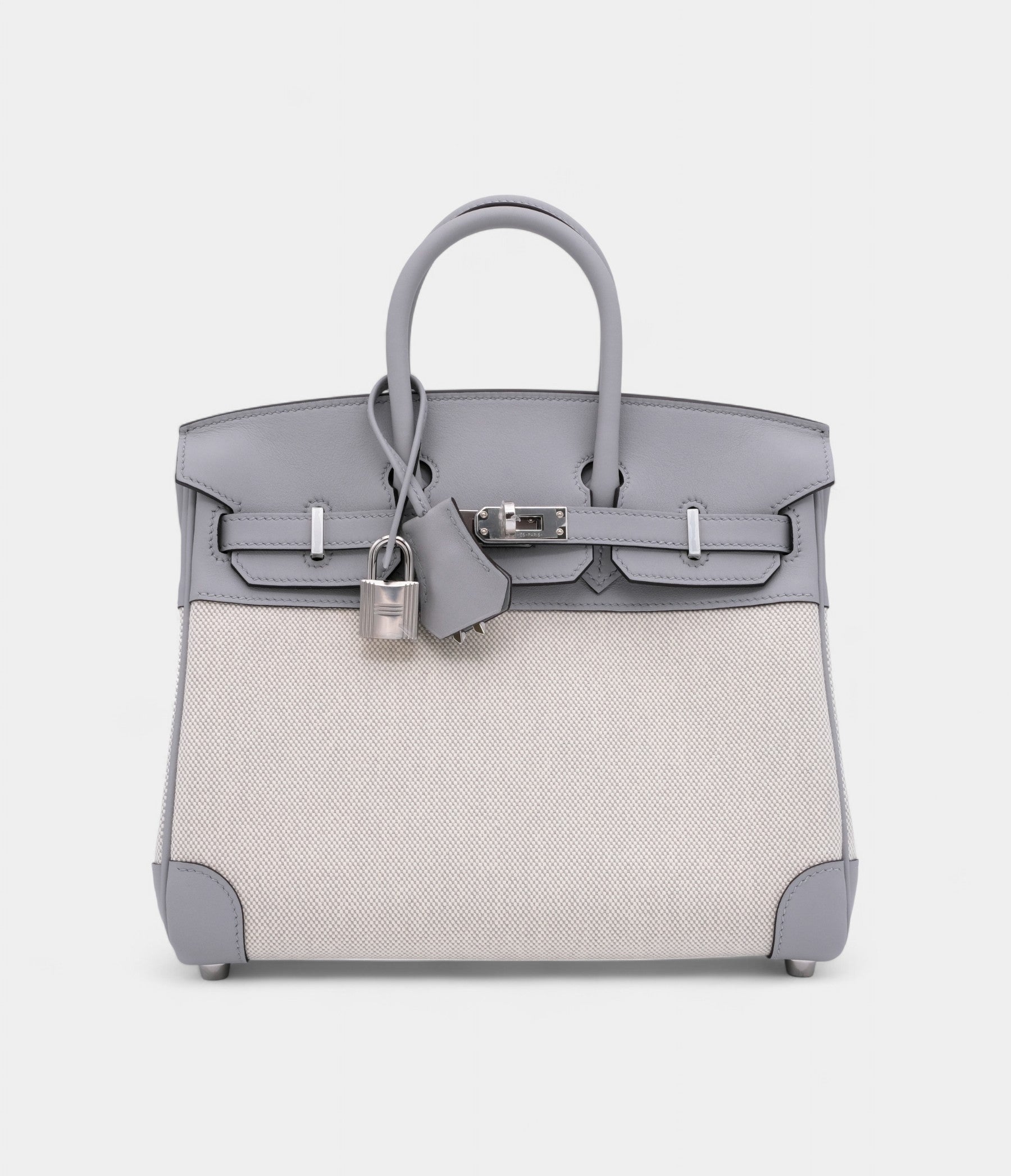 Hermes Limited Edition Glacier Blue Swift and Ecru Canvas BK 25 Palladium Hardware