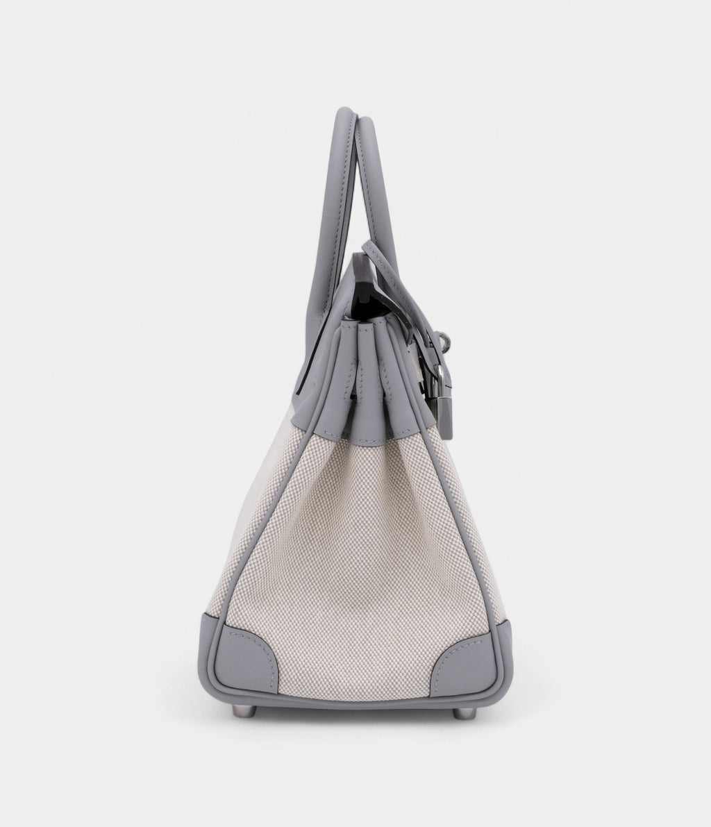 Hermes Limited Edition Glacier Blue Swift and Ecru Canvas BK 25 Palladium Hardware