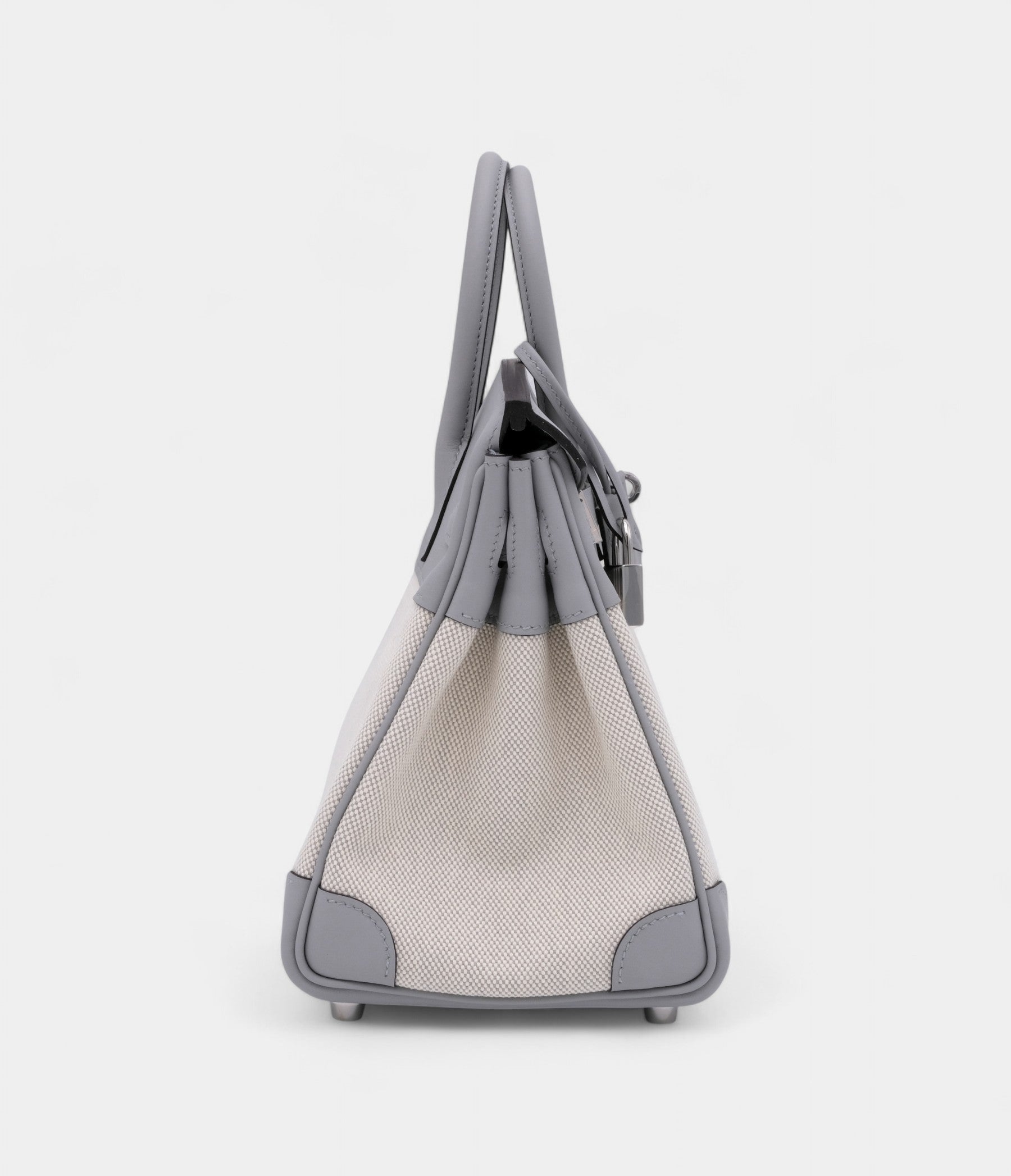 Hermes Limited Edition Glacier Blue Swift and Ecru Canvas BK 25 Palladium Hardware