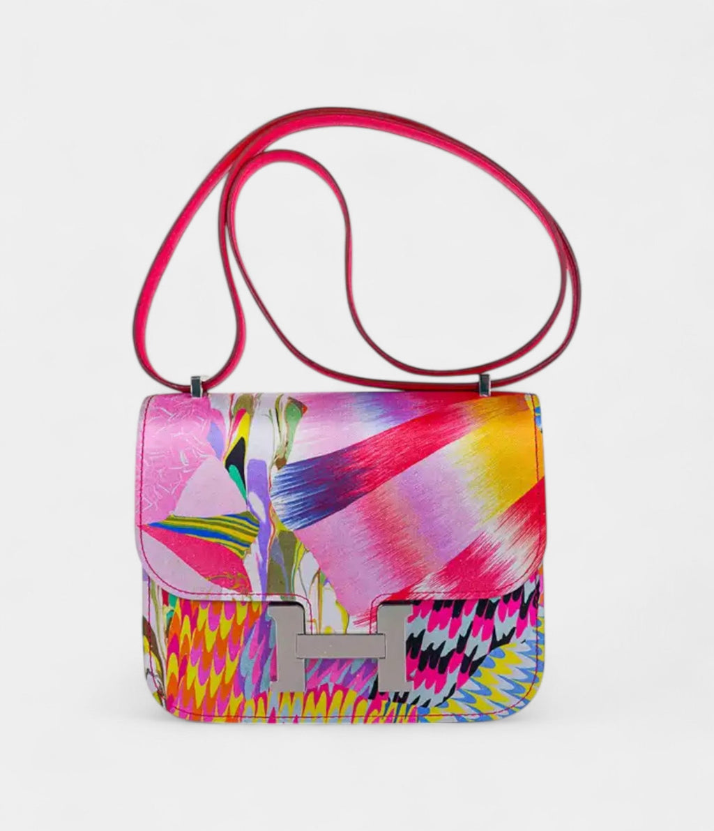 HMLimited Edition Mini Constance 18 Bag Marble Silk with Palladium Hardware