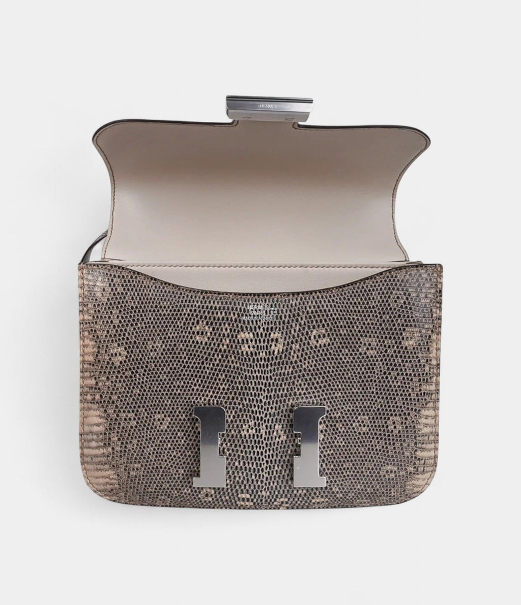 Hermes Limited Edition Mini Constance 18 Desert Lizard Palladium Hardware