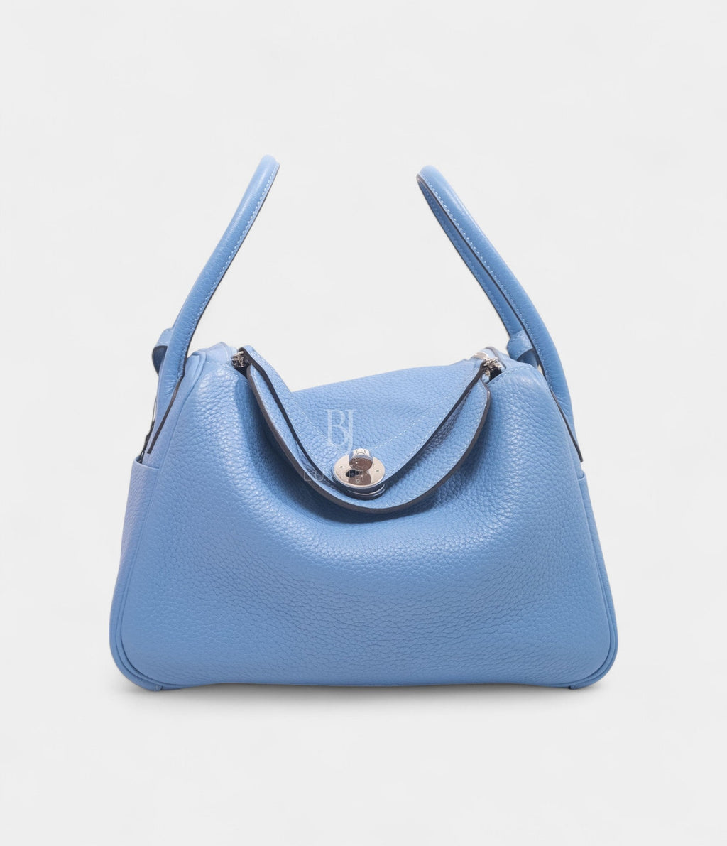 HMLindy 26 in Bleu Paradis Clemence Leather with Palladium Hardware