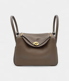 HMLindy 26 in Etoupe Clemence Leather With Gold Hardware