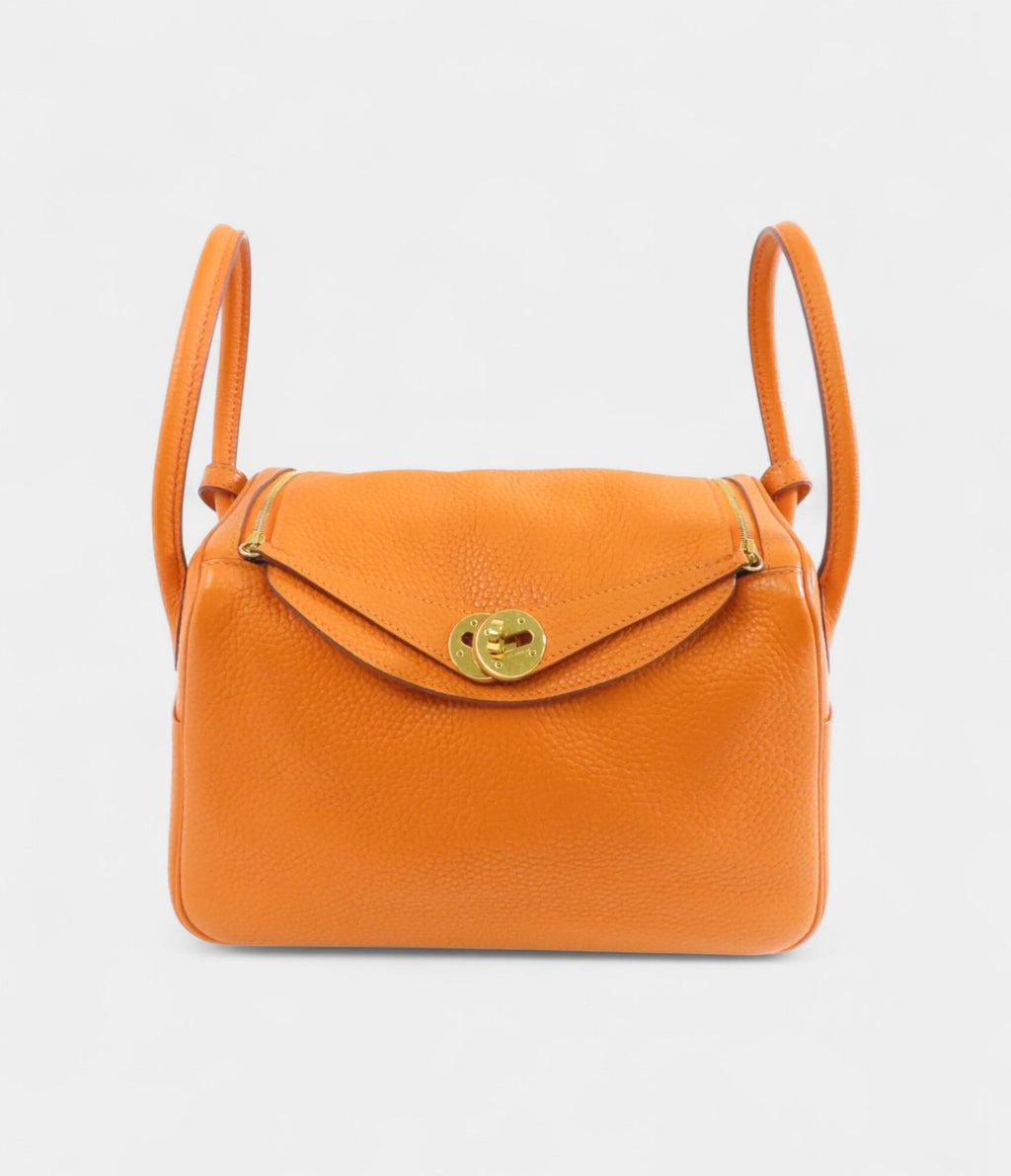HMLindy 26 in Orange Shoulder Bag Clemence Leather with Gold Hardware