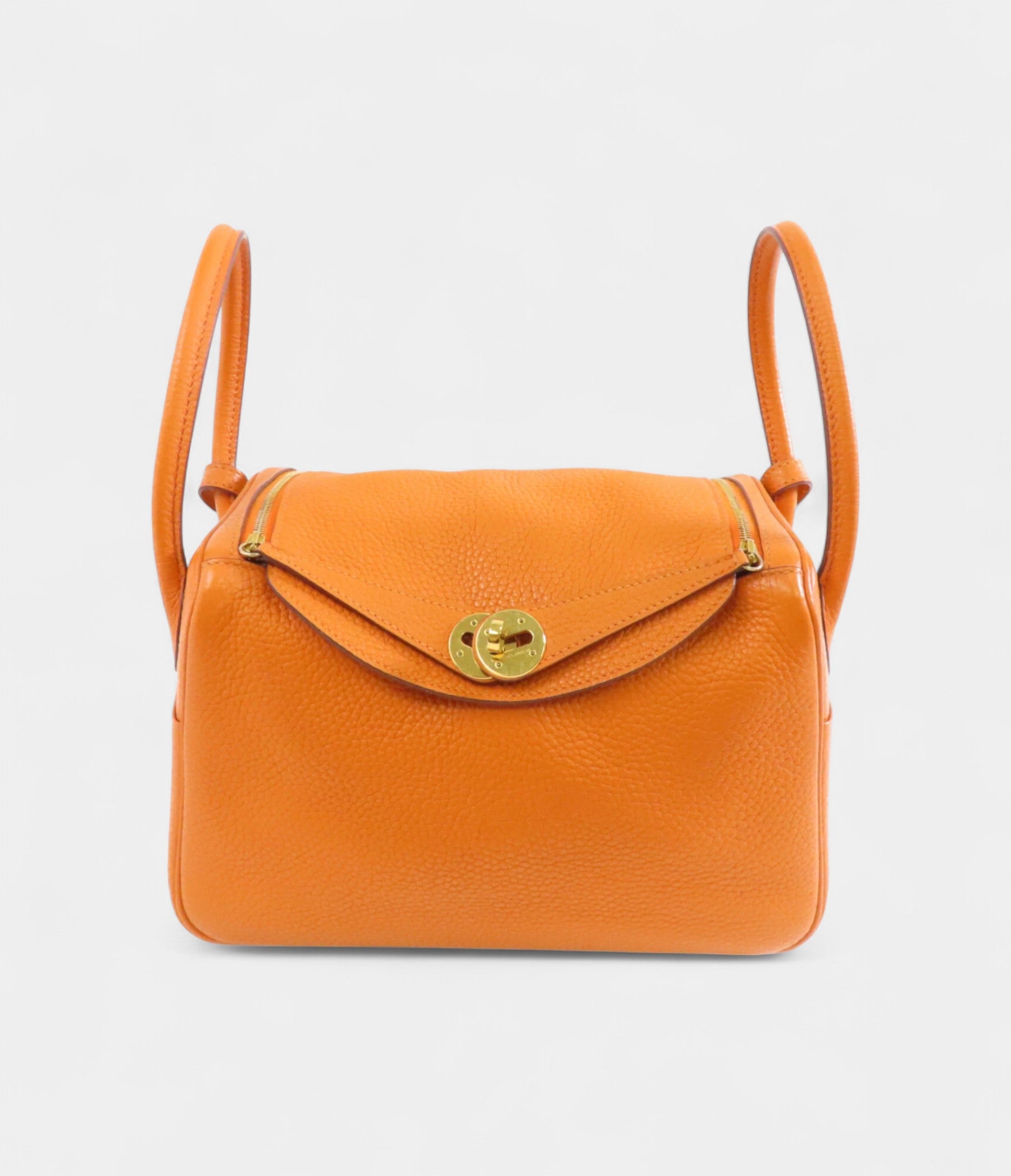 HMLindy 26 in Orange Shoulder Bag Clemence Leather with Gold Hardware