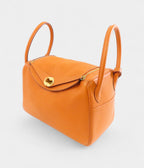 HMLindy 26 in Orange Shoulder Bag Clemence Leather with Gold Hardware