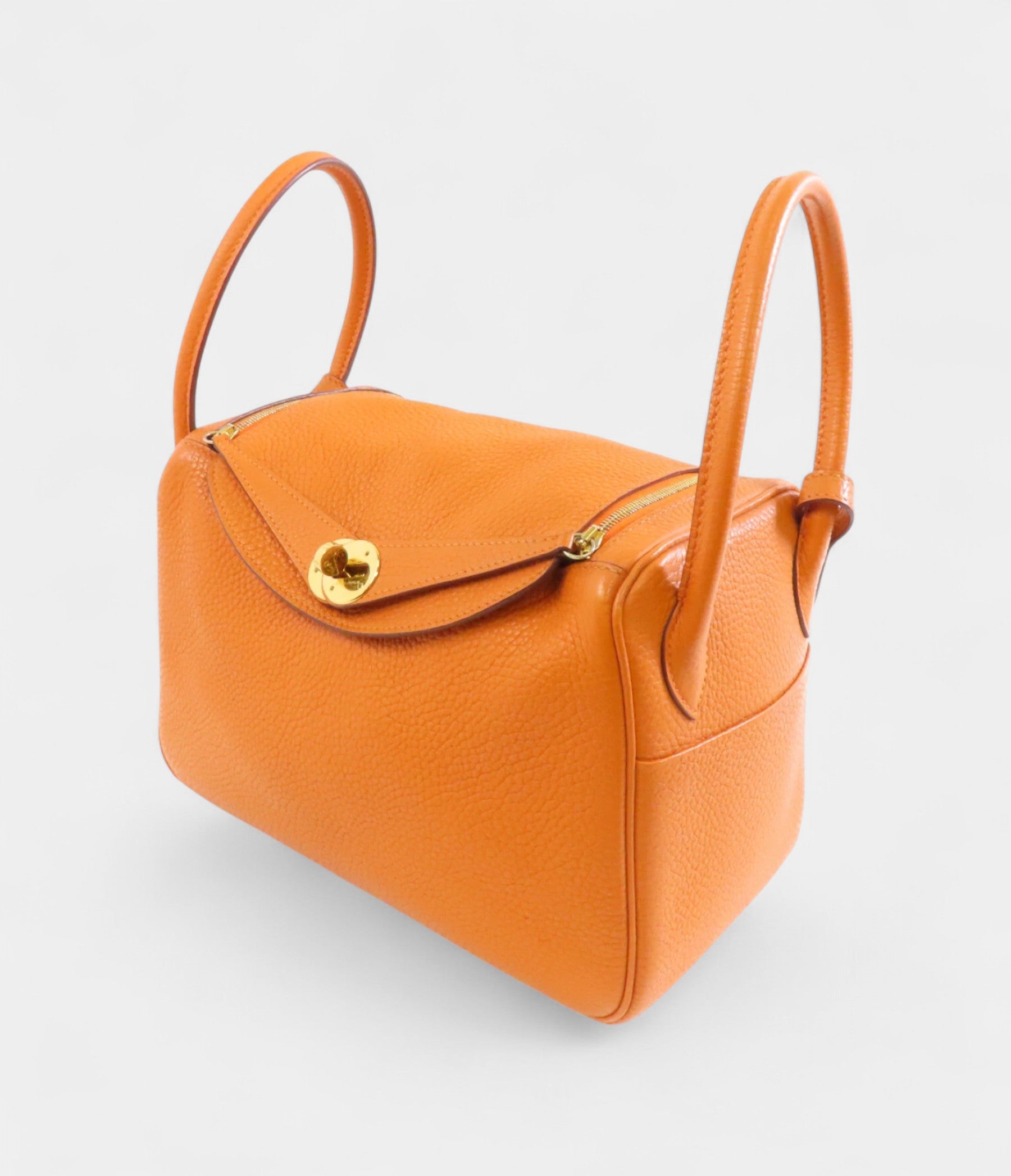 HMLindy 26 in Orange Shoulder Bag Clemence Leather with Gold Hardware