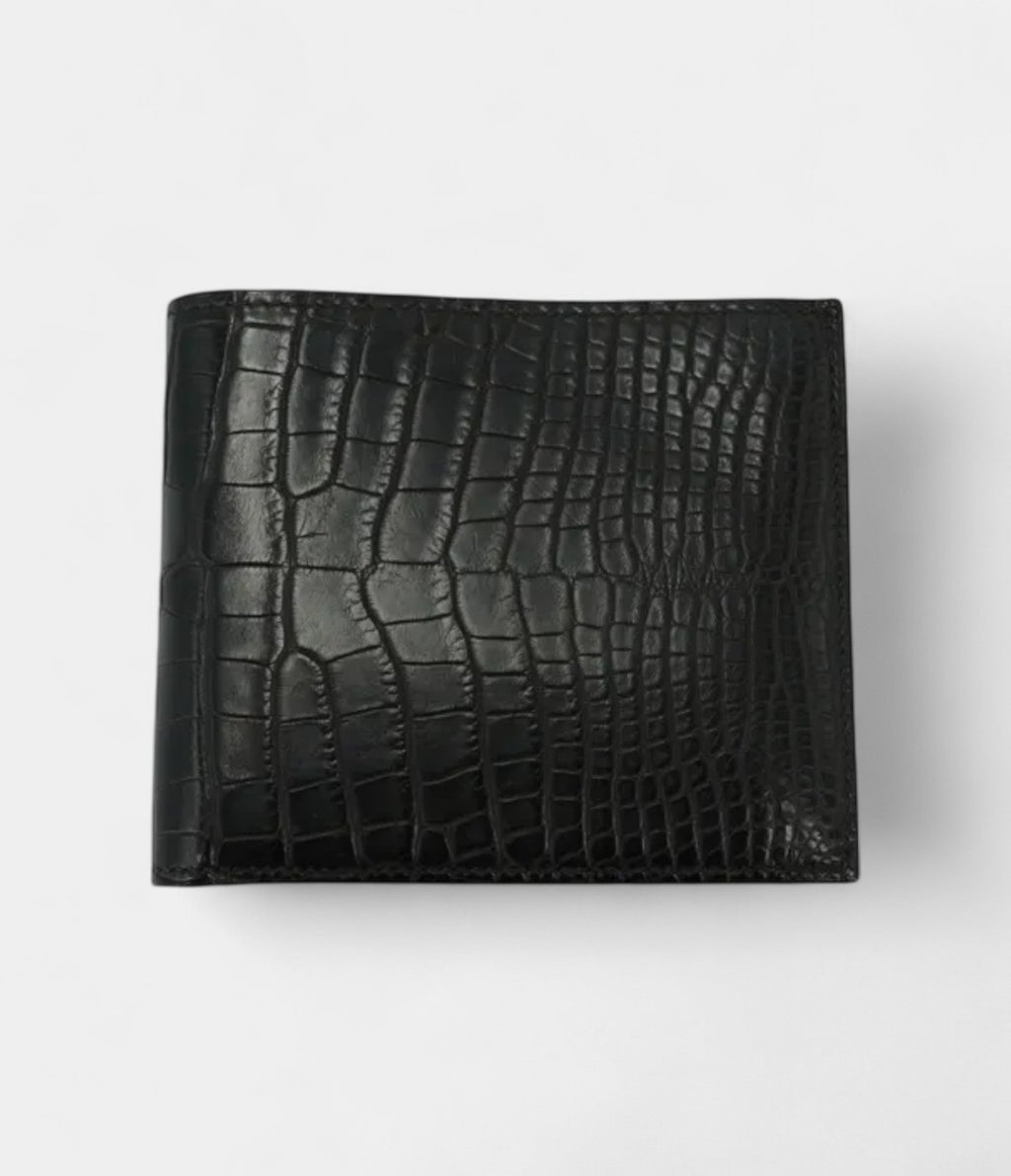 HMMC² Copernic Compact Wallet in Black Matte Alligator