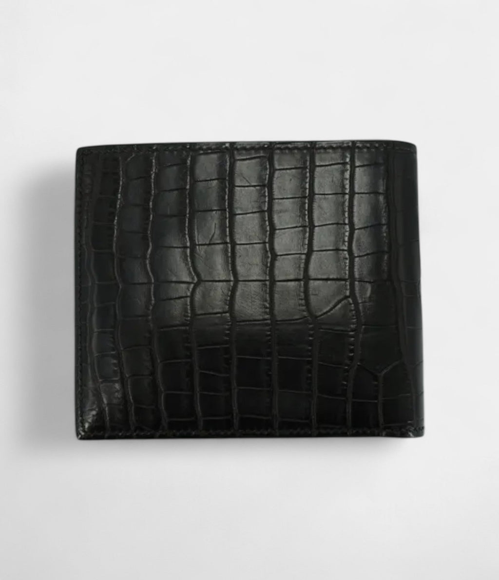 HMMC² Copernic Compact Wallet in Black Matte Alligator