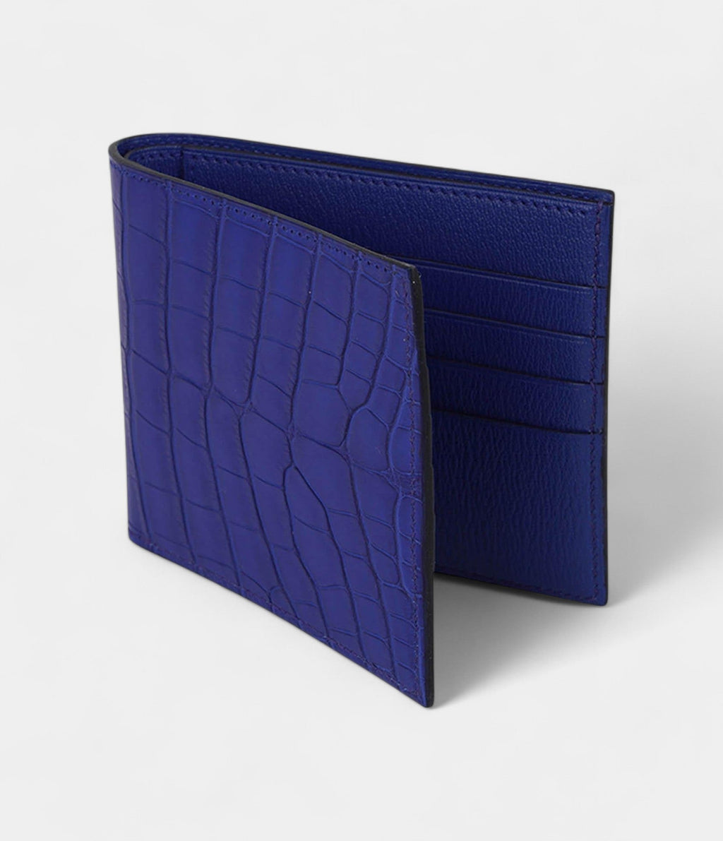 HMMC² Copernic Compact Wallet in Blue Sapphire Matte Alligator