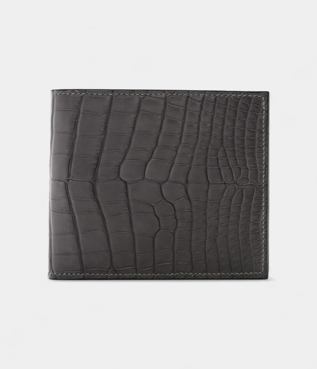 HMMC² Copernic Compact Wallet in Graphite Matte Alligator