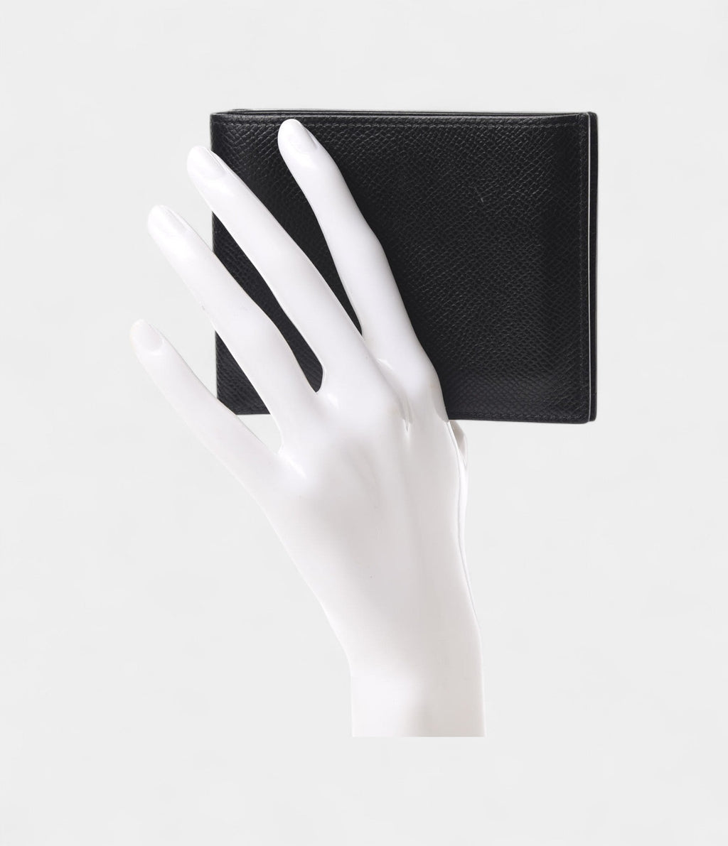 HMMC² Copernic Compact Wallet in Smooth Calfskin Leather in Black