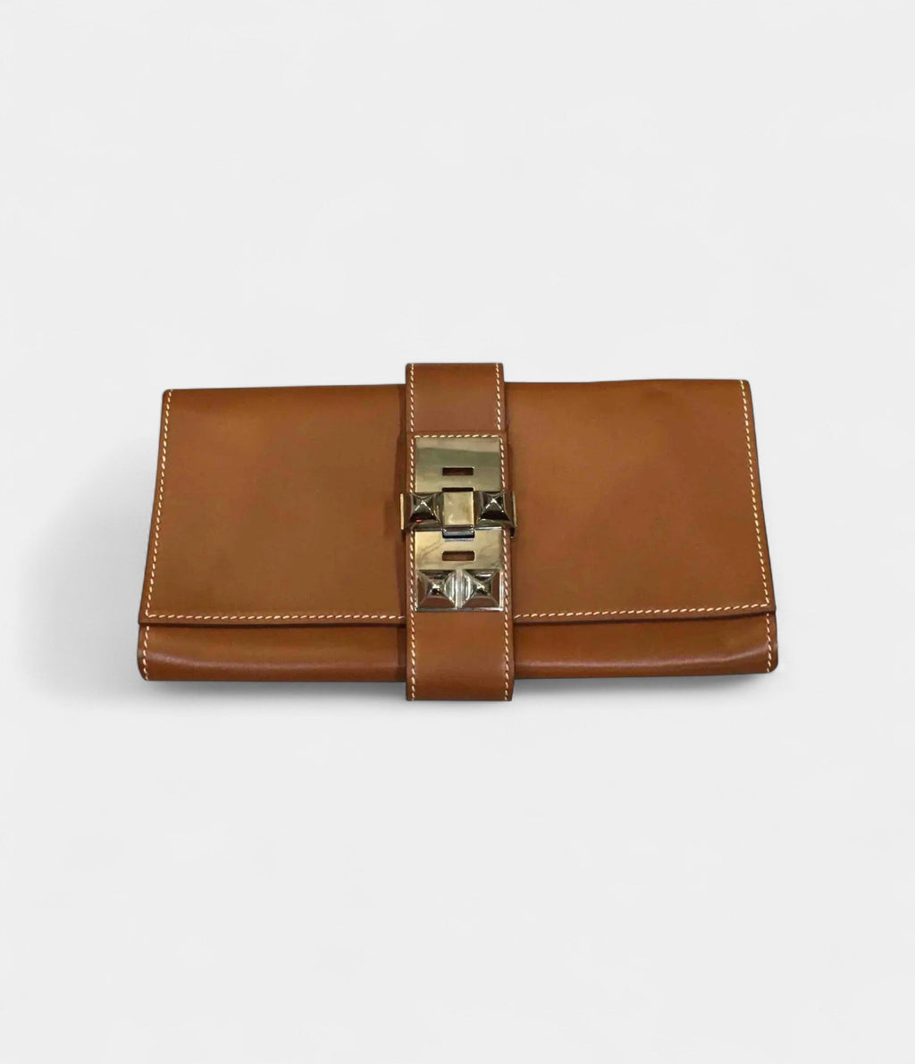 HMMédor Camel Leather Clutch Bag