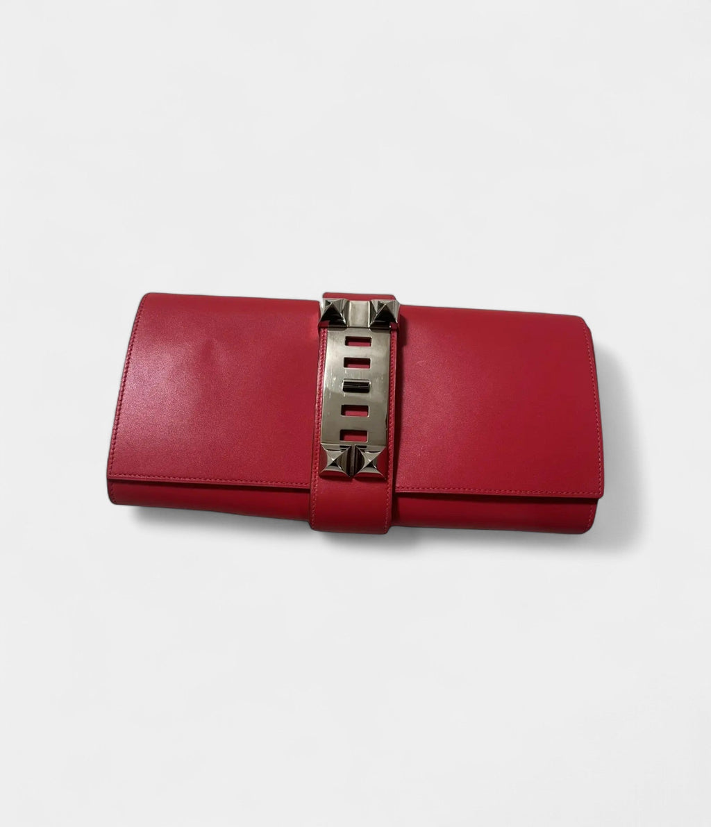 HMMédor Red Leather Clutch Bag