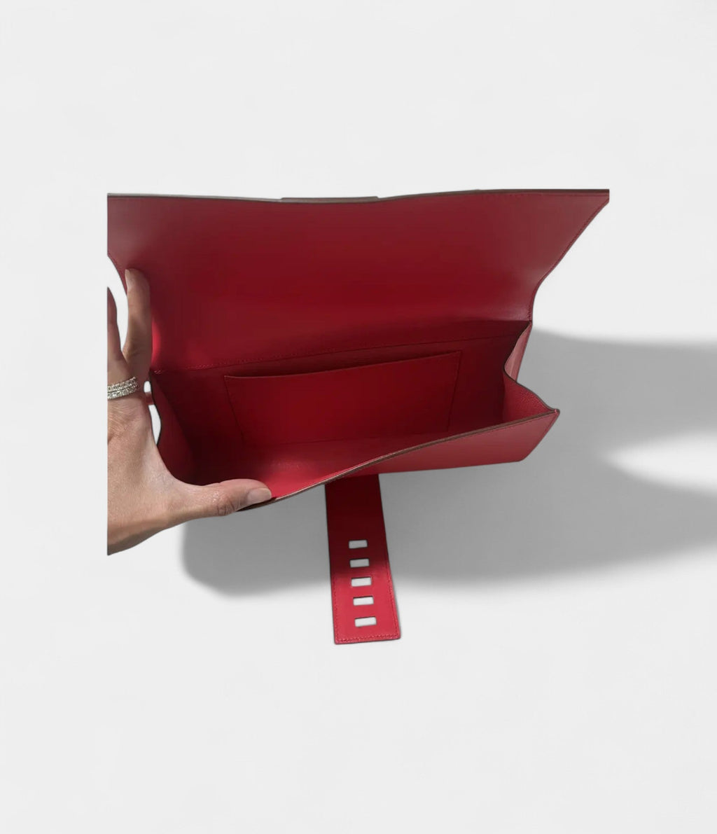 HMMédor Red Leather Clutch Bag
