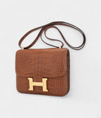Hermes Mini Constance 18 Bag Gold Matte Alligator with Gold Hardware and Mirror